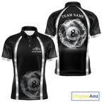 Black & Silver Thunder Lightning White 8 Ball Billiard Jerseys Custom Billiard Team Shirt