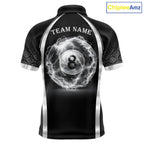 Black & Silver Thunder Lightning White 8 Ball Billiard Jerseys Custom Billiard Team Shirt