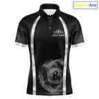 Black & Silver Thunder Lightning White 8 Ball Billiard Jerseys Custom Billiard Team Shirt