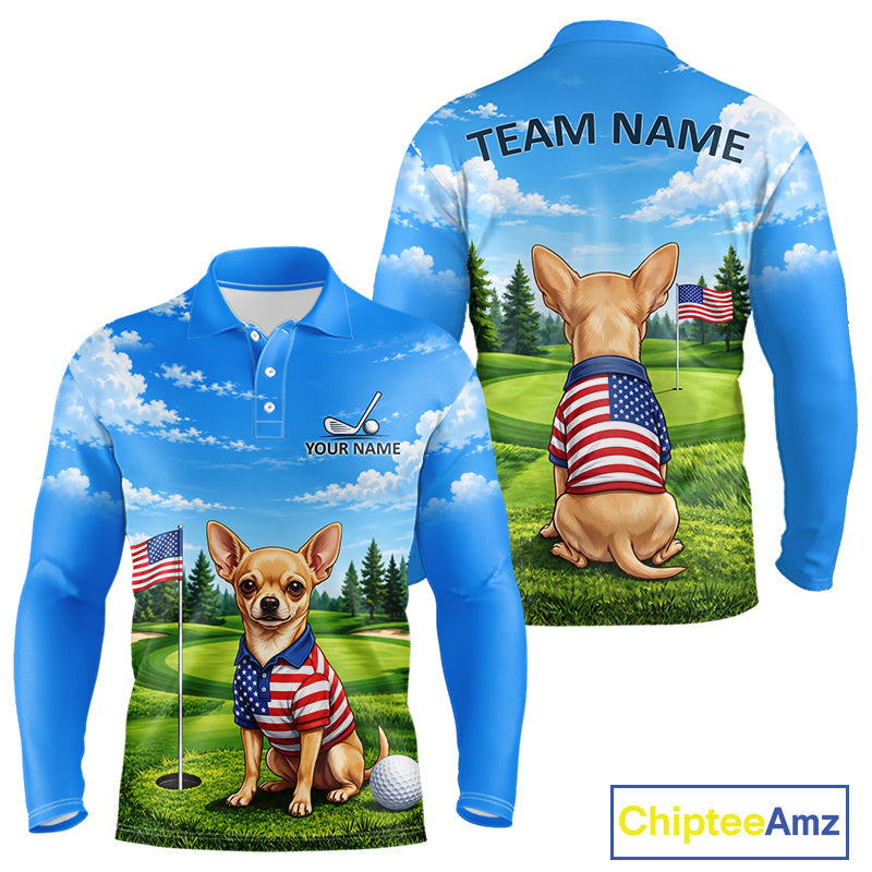 Chihuahua Golf Team Shirt Custom Funny Golf Polos Matching Couples Golf Shirts