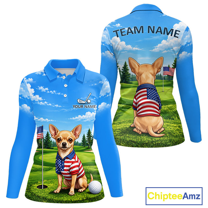 Chihuahua Golf Team Shirt Custom Funny Golf Polos Matching Couples Golf Shirts
