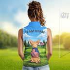 Chihuahua Golf Team Shirt Custom Funny Golf Sleeveless Polos Matching Couples Golf Shirts