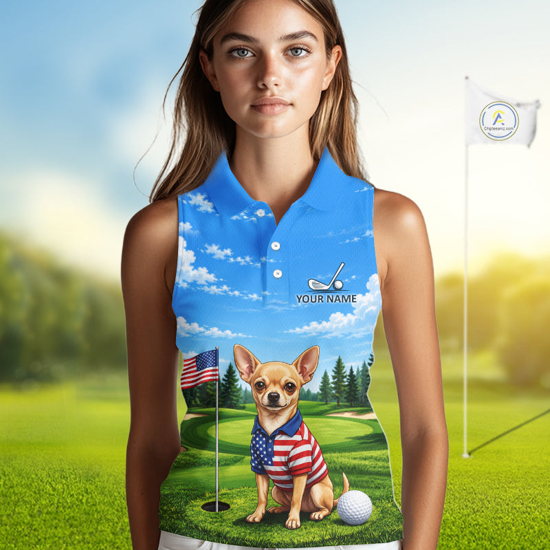 Chihuahua Golf Team Shirt Custom Funny Golf Sleeveless Polos Matching Couples Golf Shirts