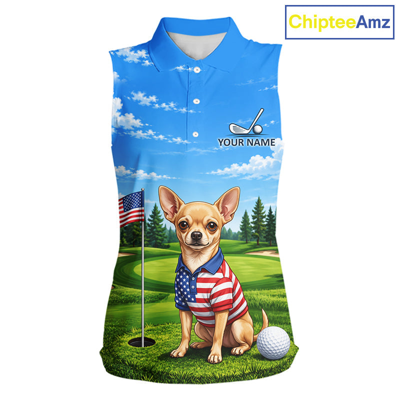 Chihuahua Golf Team Shirt Custom Funny Golf Sleeveless Polos Matching Couples Golf Shirts