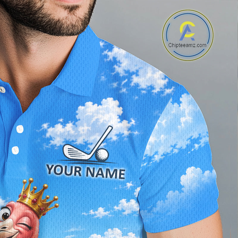 Crown Flamingo Golf Team Shirt Custom Funny Golf Polos Matching Couples Golf Shirts