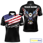 American Flag Eagle Golf Polo Shirts Custom Patriotic Team Golf Shirts, Golfer Gifts