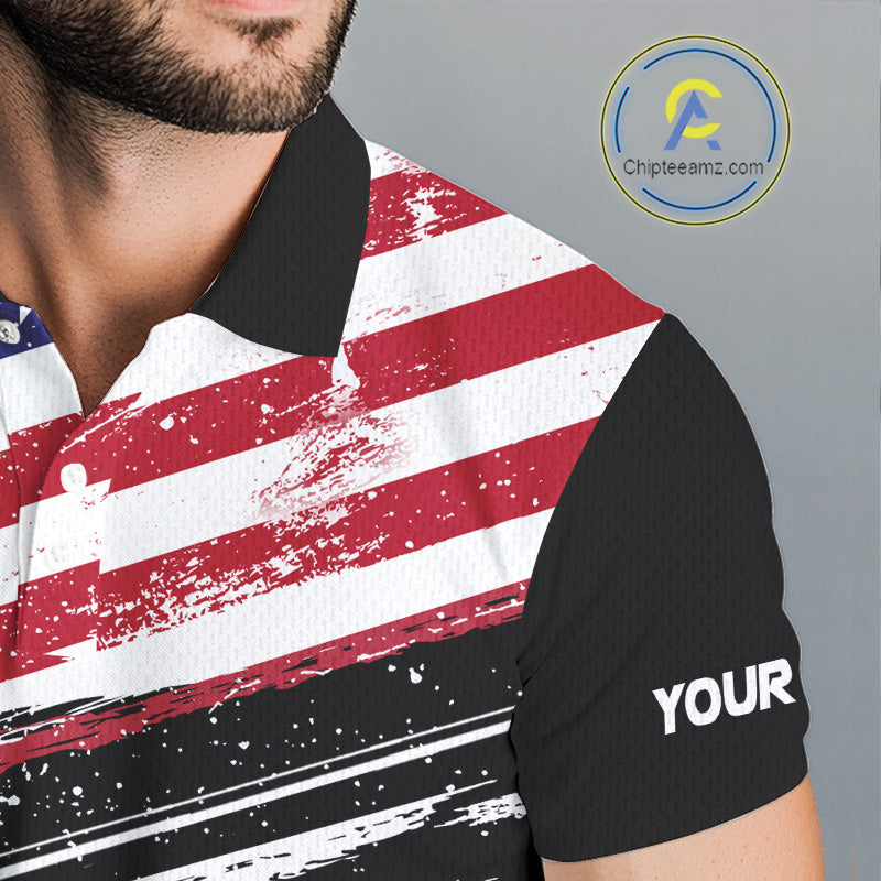 American Flag Eagle Golf Polo Shirts Custom Patriotic Team Golf Shirts, Golfer Gifts