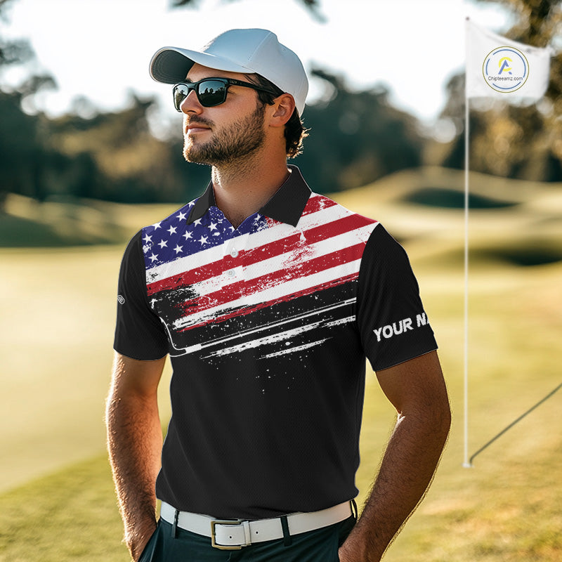 American Flag Eagle Golf Polo Shirts Custom Patriotic Team Golf Shirts, Golfer Gifts