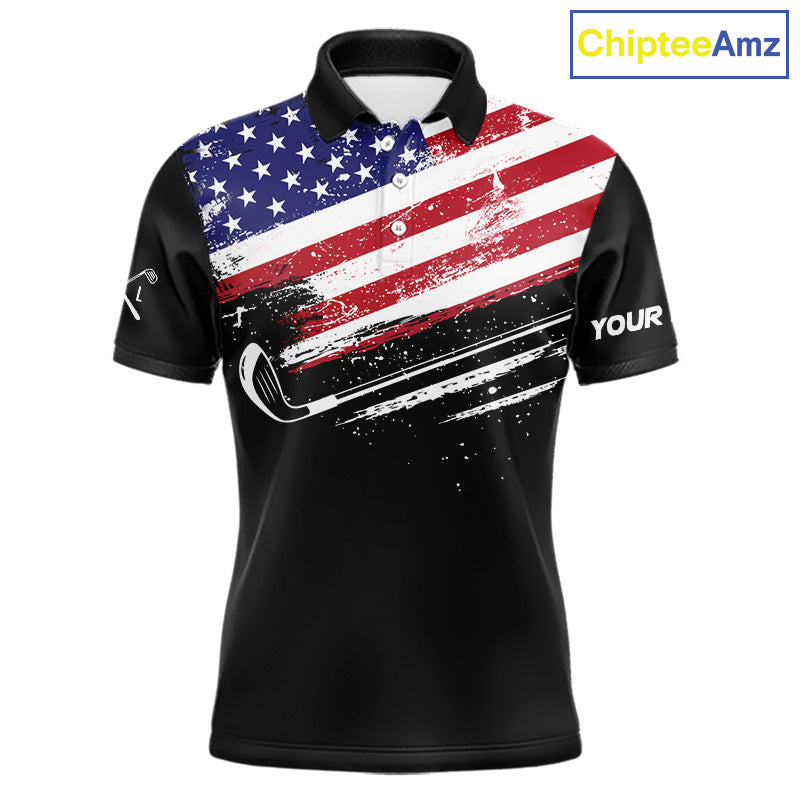 American Flag Eagle Golf Polo Shirts Custom Patriotic Team Golf Shirts, Golfer Gifts