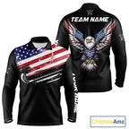 American Flag Eagle Golf Polo Shirts Custom Patriotic Team Golf Shirts, Golfer Gifts
