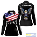 American Flag Eagle Golf Polo Shirts Custom Patriotic Team Golf Shirts, Golfer Gifts