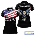American Flag Eagle Golf Polo Shirts Custom Patriotic Team Golf Shirts, Golfer Gifts