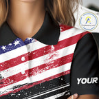 American Flag Eagle Golf Polo Shirts Custom Patriotic Team Golf Shirts, Golfer Gifts