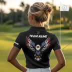 American Flag Eagle Golf Polo Shirts Custom Patriotic Team Golf Shirts, Golfer Gifts