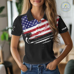 American Flag Eagle Golf Polo Shirts Custom Patriotic Team Golf Shirts, Golfer Gifts