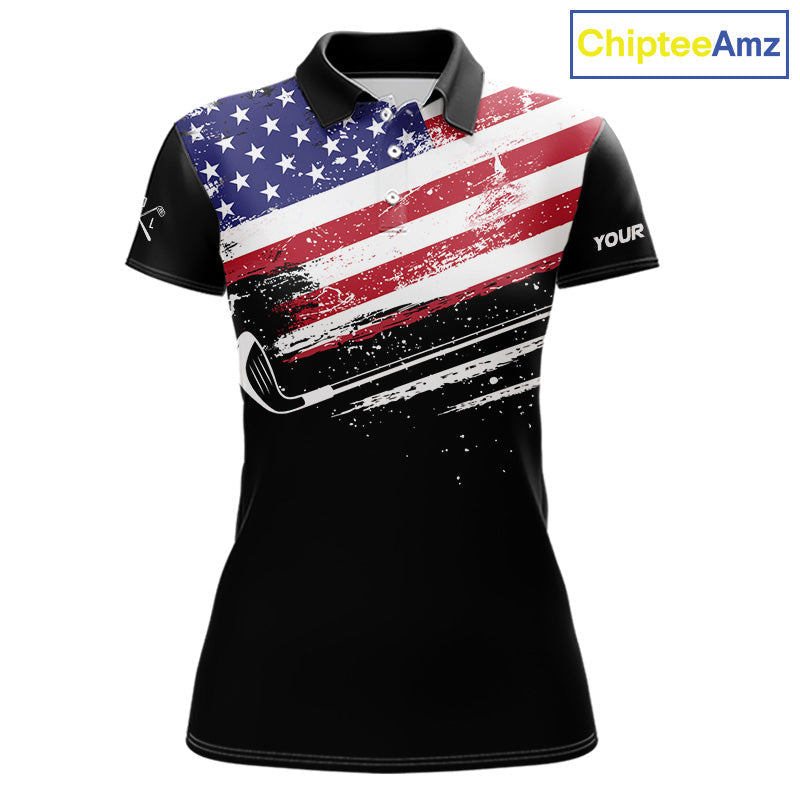 American Flag Eagle Golf Polo Shirts Custom Patriotic Team Golf Shirts, Golfer Gifts