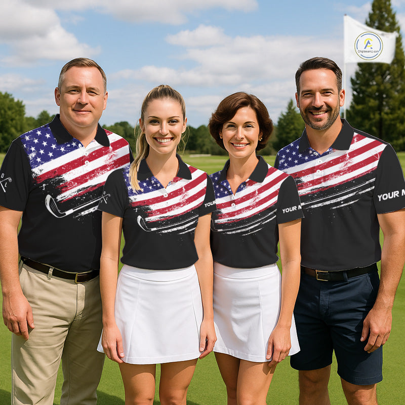 American Flag Eagle Golf Polo Shirts Custom Patriotic Team Golf Shirts, Golfer Gifts