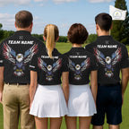 American Flag Eagle Golf Polo Shirts Custom Patriotic Team Golf Shirts, Golfer Gifts