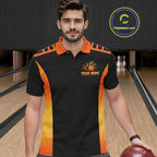 Personalized Sunset Bowling Polo 1/4-Zip Custom Retro Orange Bowling Tournament Team Shirt