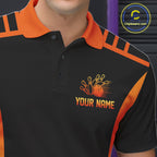 Personalized Sunset Bowling Polo 1/4-Zip Custom Retro Orange Bowling Tournament Team Shirt