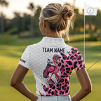 Camouflage Golf Polo Shirt Custom Pink Funny Flamingo Pattern White Golf Team Shirts