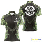 Green Grunge Camo Dart Shirt Custom Military Camo Dart Team Polo 1/4 Zip Jersey