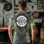 Green Grunge Camo Dart Shirt Custom Military Camo Dart Team Polo 1/4 Zip Jersey