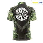 Green Grunge Camo Dart Shirt Custom Military Camo Dart Team Polo 1/4 Zip Jersey