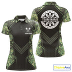 Green Grunge Camo Dart Shirt Custom Military Camo Dart Team Polo 1/4 Zip Jersey