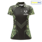 Green Grunge Camo Dart Shirt Custom Military Camo Dart Team Polo 1/4 Zip Jersey