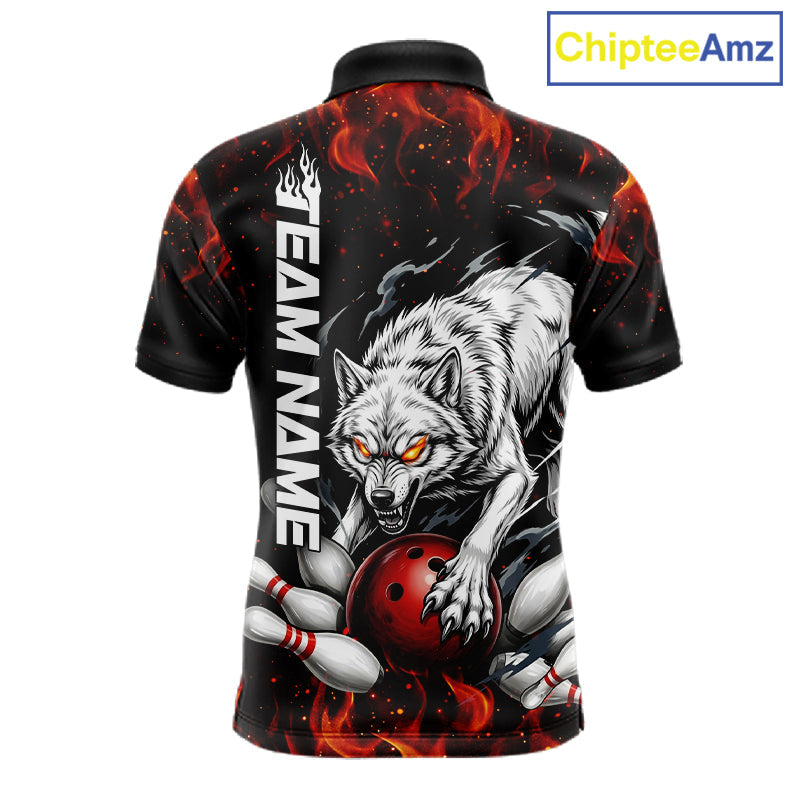 Fire Flame Funny Wolf Bowling Ball Jersey Personalized Bowling Team Shirts
