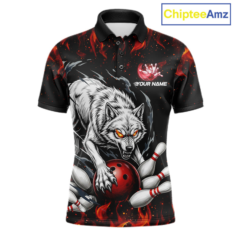 Fire Flame Funny Wolf Bowling Ball Jersey Personalized Bowling Team Shirts