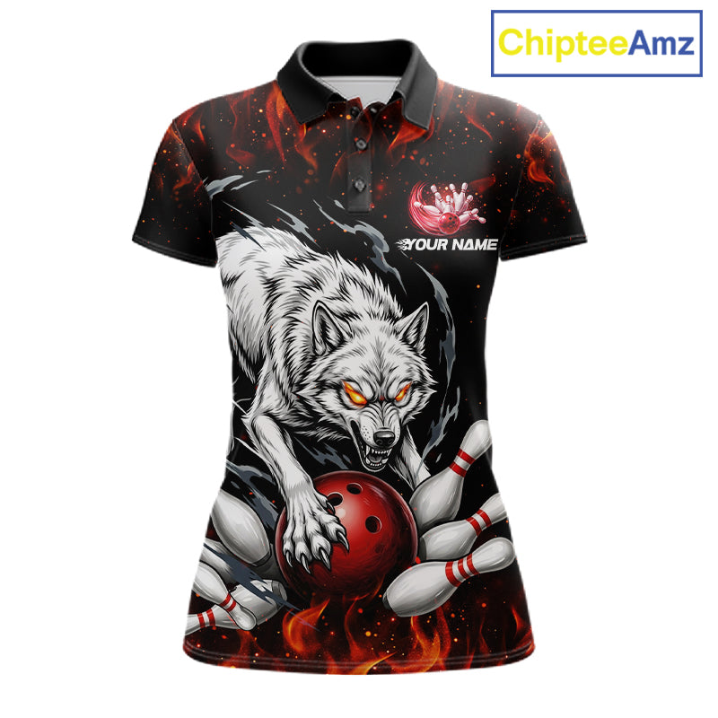Fire Flame Funny Wolf Bowling Ball Jersey Personalized Bowling Team Shirts