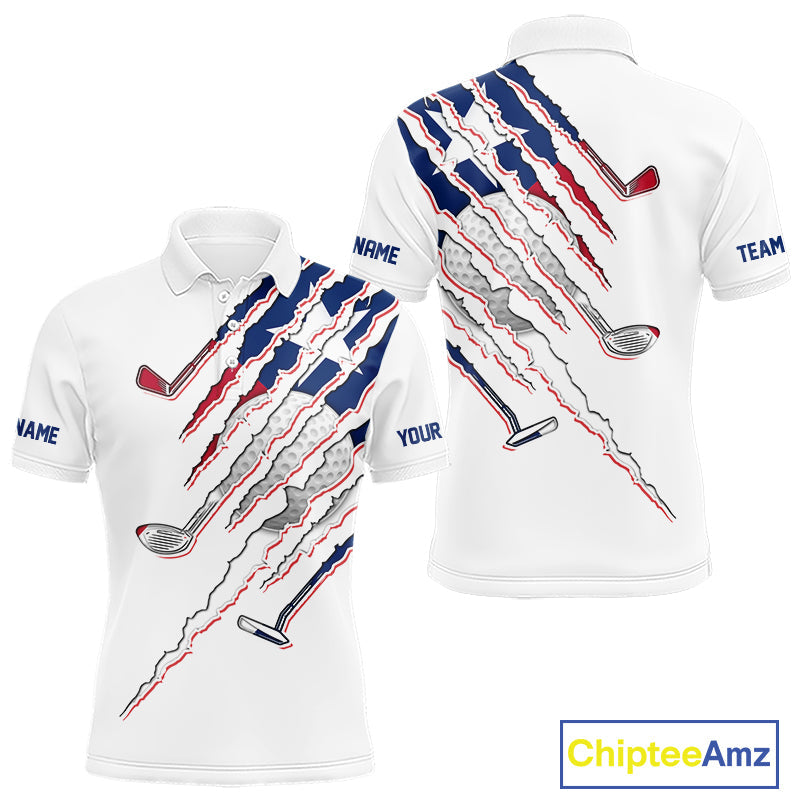 Texas Flag Golf Polo Shirt Personalized White Golf Clubs Attire, Team Golf Outfit