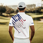Texas Flag Golf Polo Shirt Personalized White Golf Clubs Attire, Team Golf Outfit