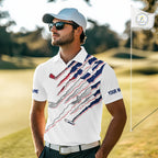 Texas Flag Golf Polo Shirt Personalized White Golf Clubs Attire, Team Golf Outfit
