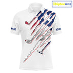 Texas Flag Golf Polo Shirt Personalized White Golf Clubs Attire, Team Golf Outfit