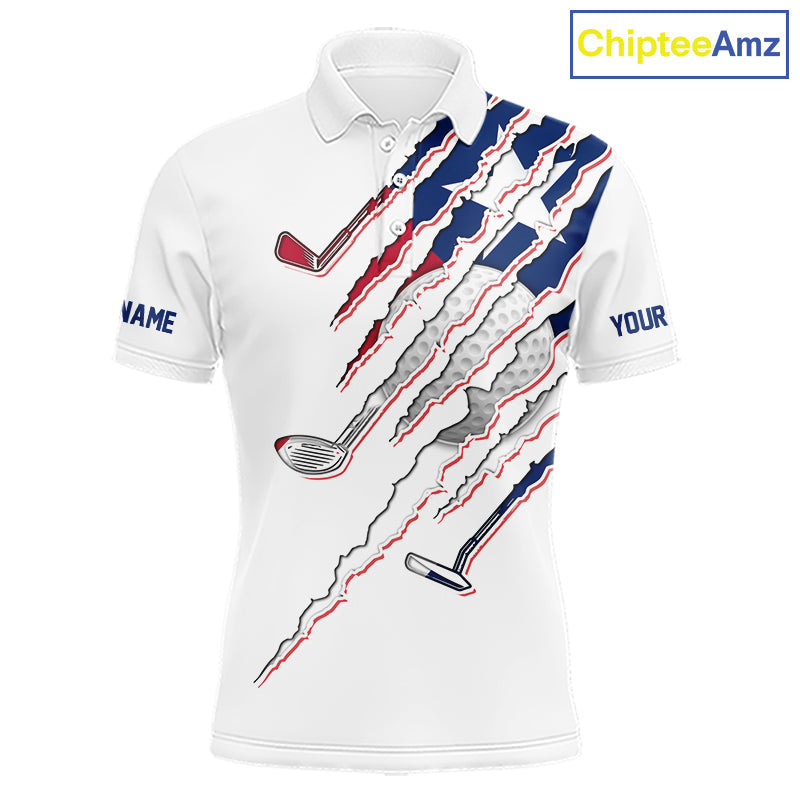 Texas Flag Golf Polo Shirt Personalized White Golf Clubs Attire, Team Golf Outfit