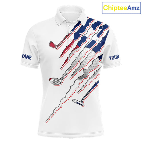Texas Flag Golf Polo Shirt Personalized White Golf Clubs Attire, Team Golf Outfit