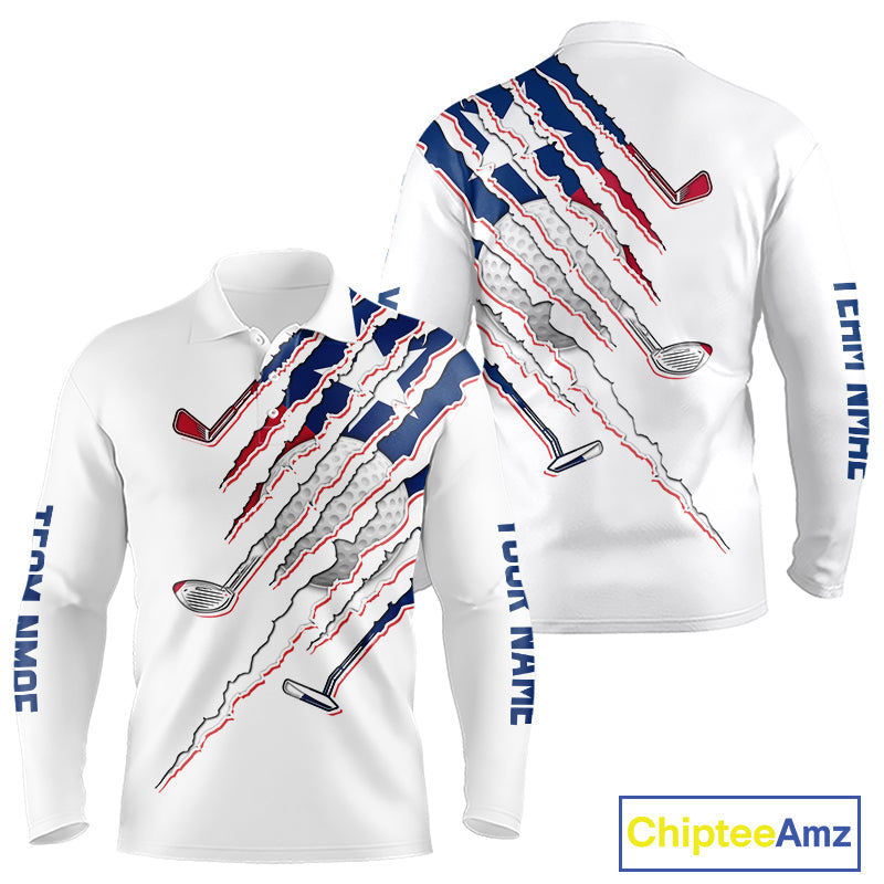 Texas Flag Golf Polo Shirt Personalized White Golf Clubs Attire, Team Golf Outfit