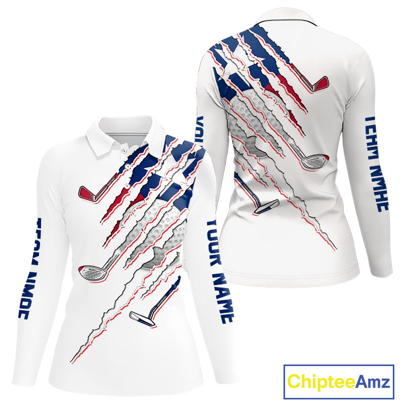 Texas Flag Golf Polo Shirt Personalized White Golf Clubs Attire, Team Golf Outfit