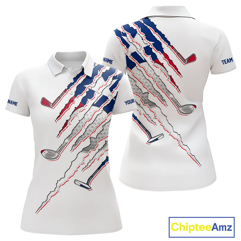 Texas Flag Golf Polo Shirt Personalized White Golf Clubs Attire, Team Golf Outfit