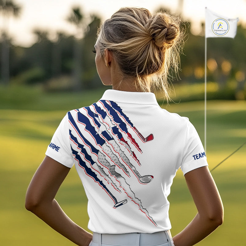 Texas Flag Golf Polo Shirt Personalized White Golf Clubs Attire, Team Golf Outfit
