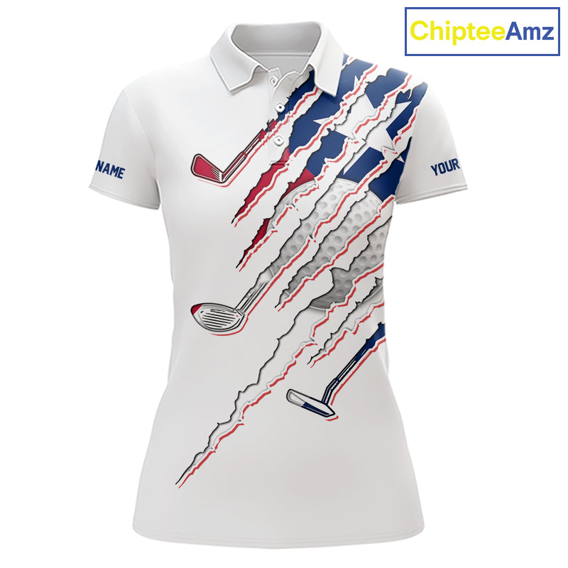 Texas Flag Golf Polo Shirt Personalized White Golf Clubs Attire, Team Golf Outfit