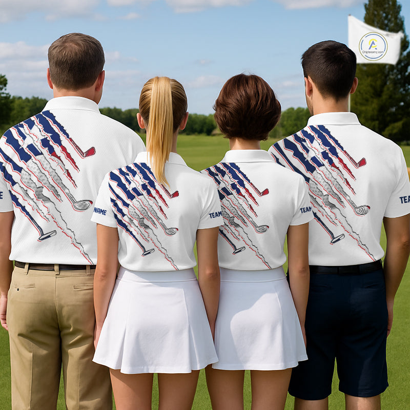 Texas Flag Golf Polo Shirt Personalized White Golf Clubs Attire, Team Golf Outfit