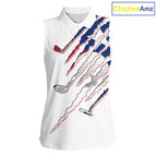 Texas Flag Golf Sleeveless Polo Shirt Personalized White Golf Clubs Attire, Team Golf Outfit