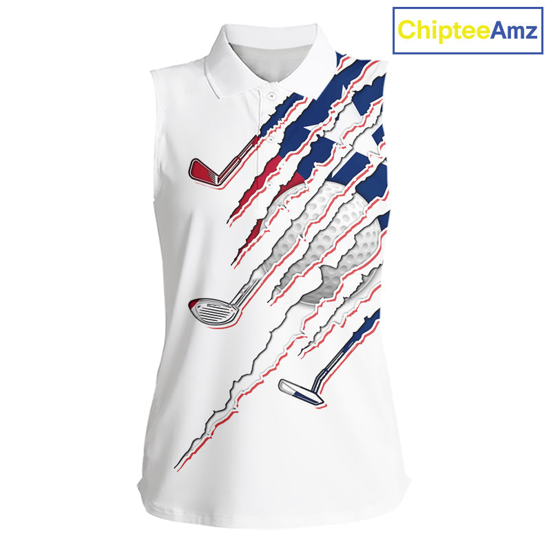 Texas Flag Golf Sleeveless Polo Shirt Personalized White Golf Clubs Attire, Team Golf Outfit