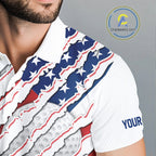 American Flag Golf Polo Shirt Personalized White Golf Clubs Attire, Team Golf Outfit