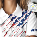American Flag Golf Polo Shirt Personalized White Golf Clubs Attire, Team Golf Outfit