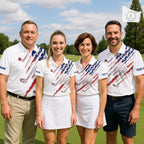 American Flag Golf Polo Shirt Personalized White Golf Clubs Attire, Team Golf Outfit